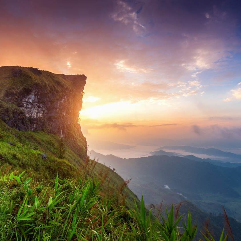 Beautiful landscape of phu chi fa at sunrise